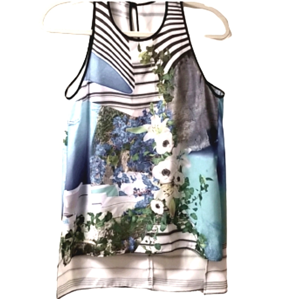 Clover Canyon mixed media floral boat top sheer xs